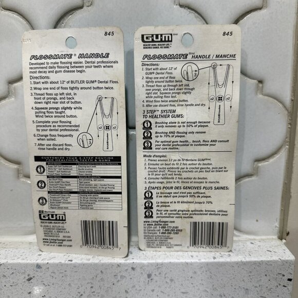 2x GUM FLOSSMATE HANDLE For Dental Floss One Handed Flossing Green NEW OLD STOCK - Picture 2 of 2